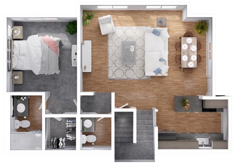 Floor plan for 5 beds, 2.5 baths, 1560 sqft